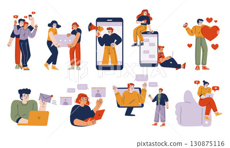 Diverse People Engaging in Modern Digital Communication and Social Media Activities 130875116