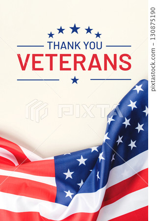 Veterans day. Beige background with American flag. Website banner and greeting card design template. Veterans day. Beige background with American flag. Website banner and greeting card design template. 130875190