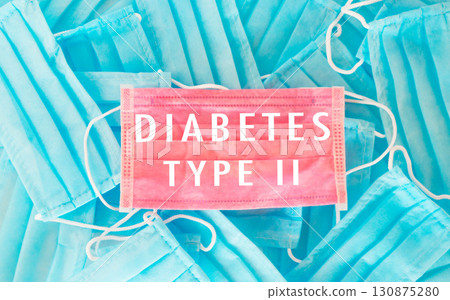 Blue and pink mask with the word diabetes on it Blue and pink mask with the word diabetes on it 130875280