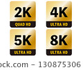 2K 4K 5K 8K Logo Icon Gold Transparent Background 130875306