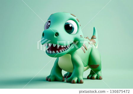 Cartoon dinosaur with a big smile on its face 130875472