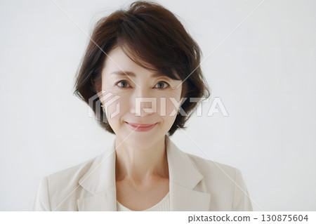 A portrait of a Japanese woman. An adult business style with an attractive smile 130875604
