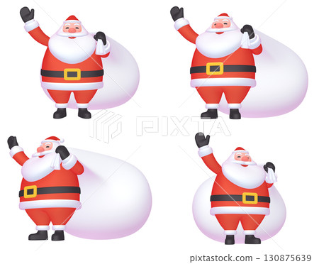 聖誕插畫素材人物大聖誕老公公（1）切四件組（3） 130875639