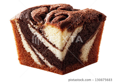 Marble muffin on transparent background. AI-generated item 130875683