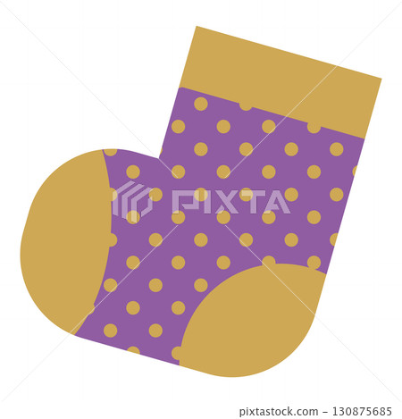 Purple and yellow polka dot socks illustration 130875685
