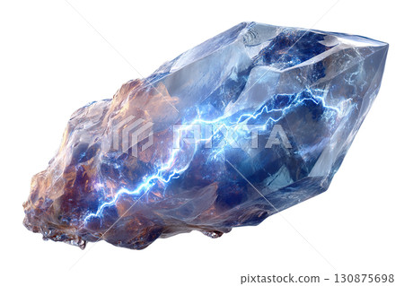 Electrical crystal on transparent background. AI-generated item 130875698