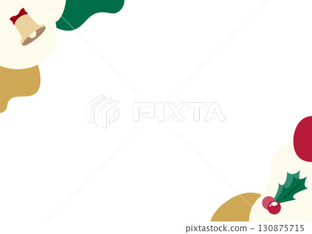 Christmas decorative frame with bells and holly 130875715