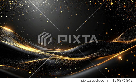 Jet black silk and sparkling gold dust 130875842
