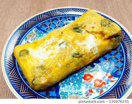 Thick omelet with okra Thick omelet with okra 130876235