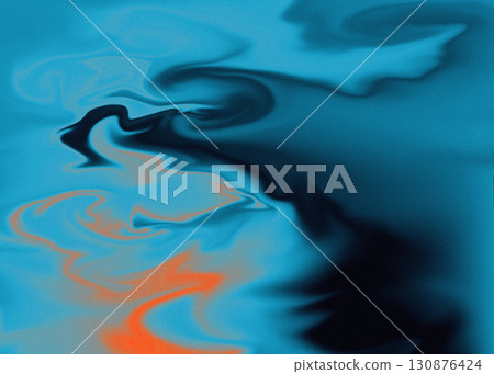 Abstract Fluid Swirls in Blue and Orange Gradient 130876424