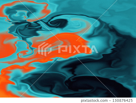 Abstract Fluid Swirls in Blue and Orange Gradient 130876425