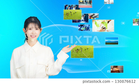 A woman introducing a video 130876612