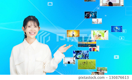 A woman introducing a video 130876613