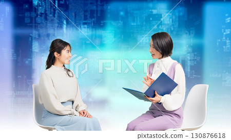 A woman interviewing A woman interviewing 130876618