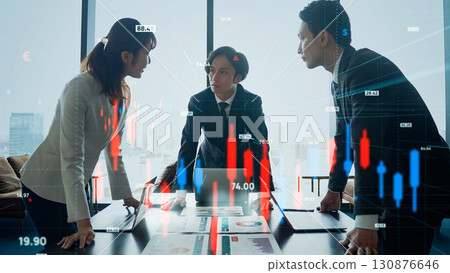 Financial market image with group of business people meeting 130876646