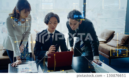Group of business people meeting and digital technology 130876651