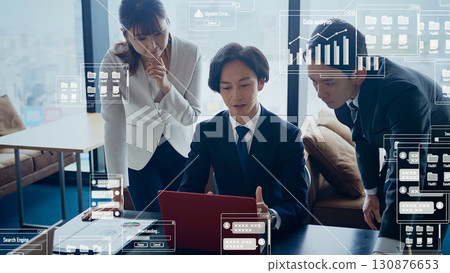 Group of business people meeting and software image 130876653