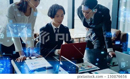 Group of business people meeting and digital technology Group of business people meeting and digital technology 130876656