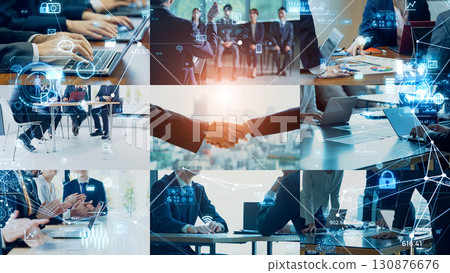Various business scenes and digital technology 130876676