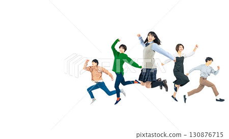一群跳躍的年輕人 130876715