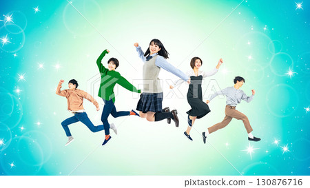 一群跳躍的年輕人 130876716