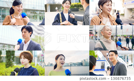 Collage of various interview scenes Collage of various interview scenes 130876735