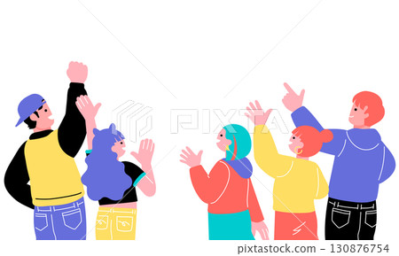 Z 世代年輕人的流行彩色插圖 130876754