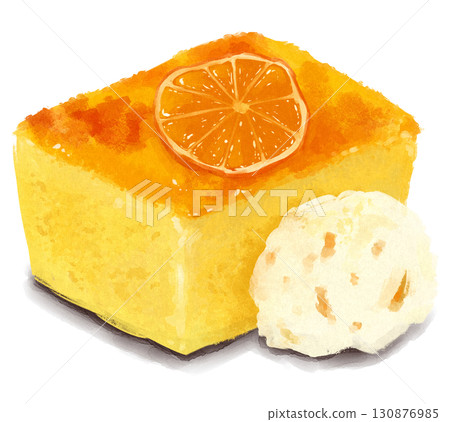 橙色蛋糕插圖 130876985