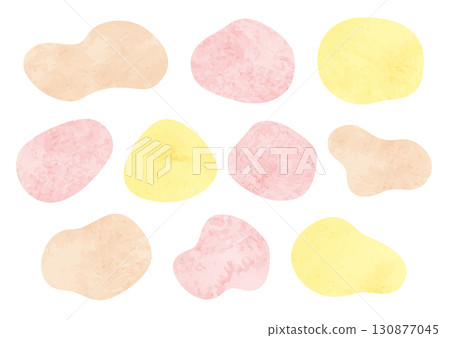Watercolor soft shape frame illustration set (warm colors, red, orange, yellow) 130877045