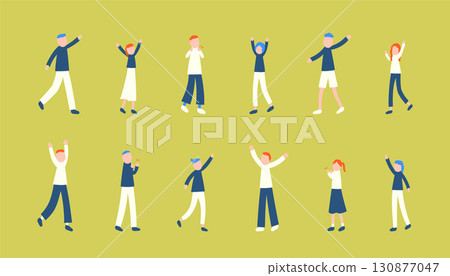Illustration set of happy people 130877047