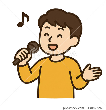 A relaxed illustration of a man singing 130877263