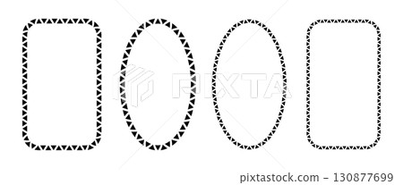 African pattern circle and rectangle frame. Mexican ethnic motif border. Triangular islamic ornament emblem. African ethnic culture ornament Vector illustration isolated on white background African pattern circle and rectangle frame. Mexican ethnic motif border. Triangular islamic ornament emblem. African ethnic culture ornament Vector illustration isolated on white background 130877699