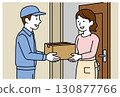 A woman receiving a package from a courier 130877766