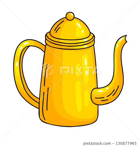 Yellow Teapot for Brewing Outline Illustration Yellow Teapot for Brewing Outline Illustration 130877965
