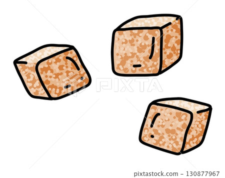 Brown Sugar Cubes Hand-Drawn Outline Illustration 130877967