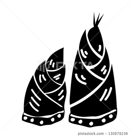 剪紙風格竹筍的向量插圖 130878236