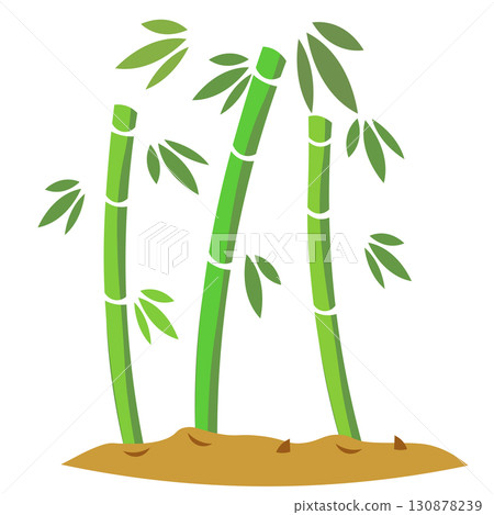 Illustration of a bamboo forest with bamboo shoots peeking out of the soil 130878239