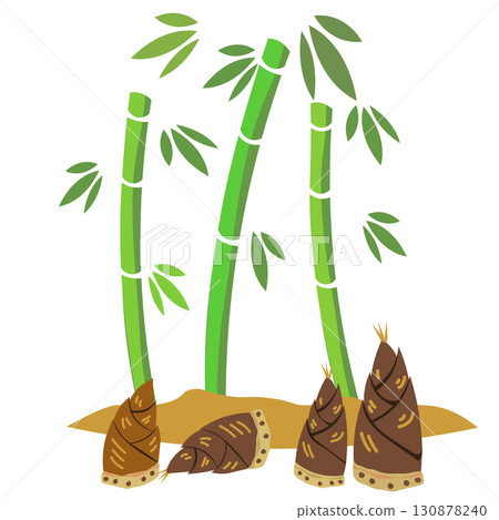 竹林和挖出的竹筍的插圖 竹林和挖出的竹筍的插圖 130878240