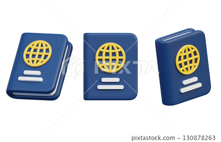 cartoon style passport 3D graphic cartoon style passport 3D graphic 130878263