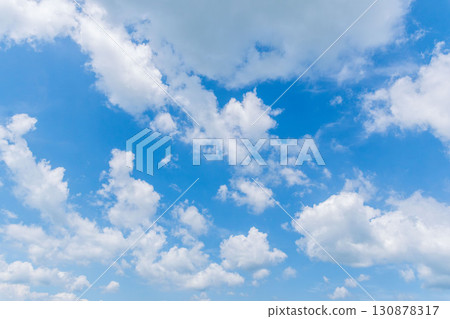 Summer blue sky and summer clouds shining in the sunshine 155 130878317