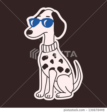 Cool Dalmatian Dog Wearing Sweater and Sunglasses 130878449