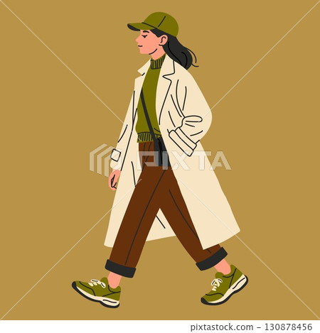 Trendy Female Character in Urban Autumn Look Trendy Female Character in Urban Autumn Look 130878456