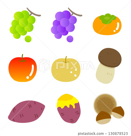 Cute Autumn Flavor Illustration Set ★ No Outline Version Cute Autumn Flavor Illustration Set ★ No Outline Version 130878523