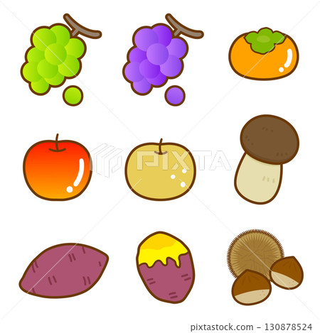 可愛的秋天氣息插圖集★輪廓版 可愛的秋天氣息插圖集★輪廓版 130878524