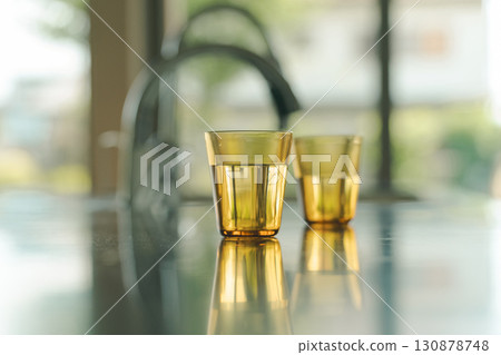 A glass of water in the kitchen 130878748