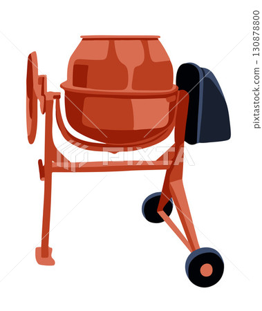 Vector isolated illustration of a concrete mixer. 130878800