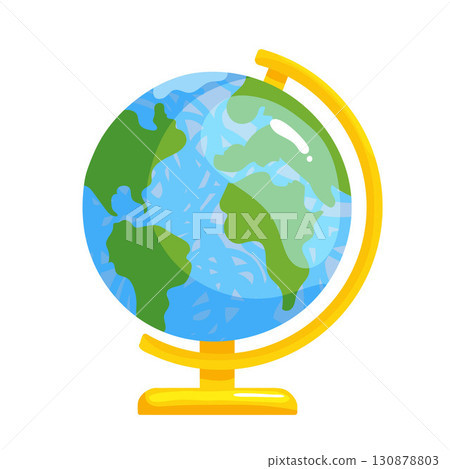 Colorful Earth globe vector graphic illustration. Colored symbol of travel, exploring and vacation isolated on white background 130878803