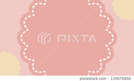 帶有條紋背景上花朵圖案的可愛框架的背景插圖 130878808