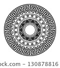 Vector round monochrome classic greek frame. Greek meander. Patterns of Greece, ancient Rome. Circle european border. Round antique border from Greek. Typical egyptian, assyrian and greek motives  130878816