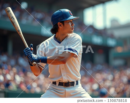 Professional baseball player swinging at bat Professional baseball player swinging at bat 130878818